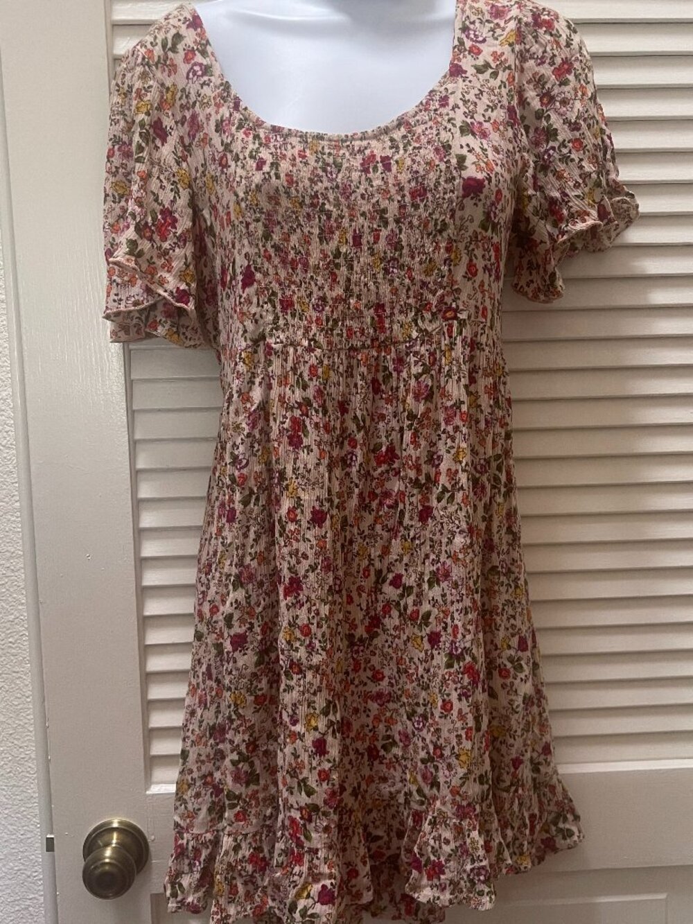 Patrons of Peace Floral Smocked Mini Dress Size M